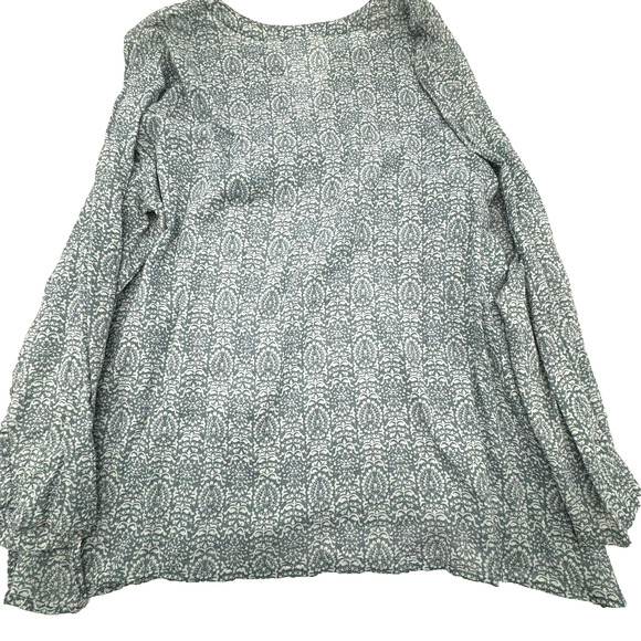 TOMMY HILFIGER |‎ Women's 24 Long Sleeve Blue Floral Peasant Blouse Tunic Sheer - Picture 3 of 9